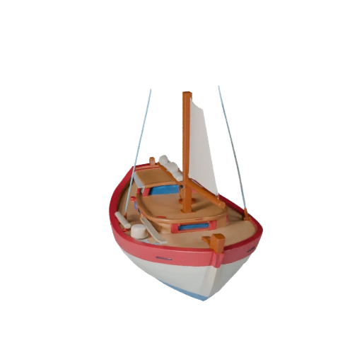 Cartoon Segelboot 3D Modell für stilisierte Spiele PBR Asset
