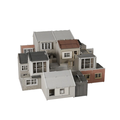 Kit Suburbano Modular Modelo 3D - Ativo Realista de Archviz