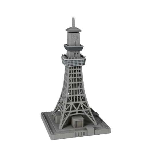 Низкополигональная 3D модель Токийской башни для игр в реальном времени и VR