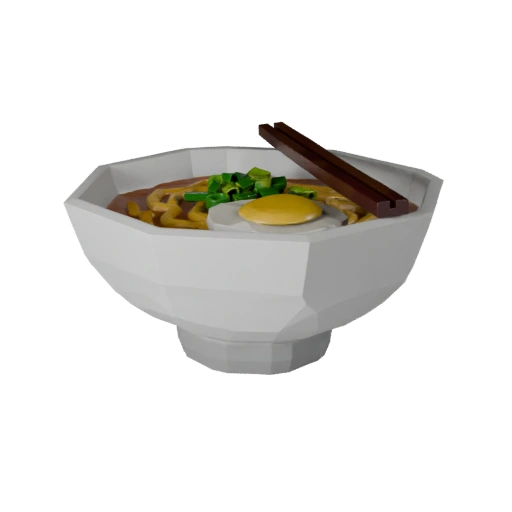 Modelo 3D de Tigela de Ramen para Motores de Jogo em Tempo Real