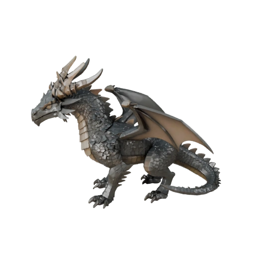 Modelo 3D Dragão Ósseo Baixo Poli - Ativo de Jogo Unity com FBX | PBR