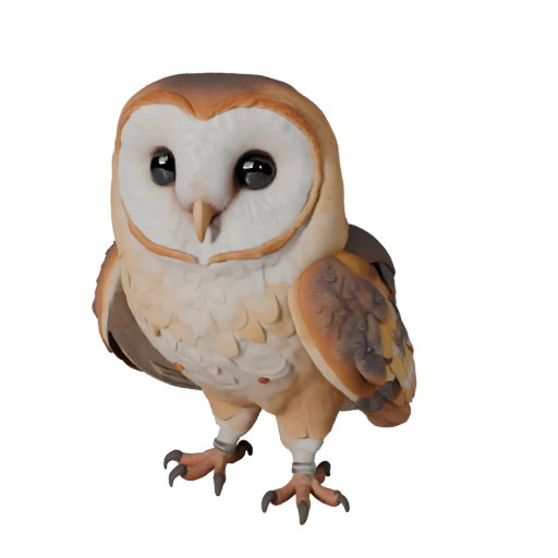 Cartoon Barn Owl 3D Model - Stylized Asset for Animation | PBR