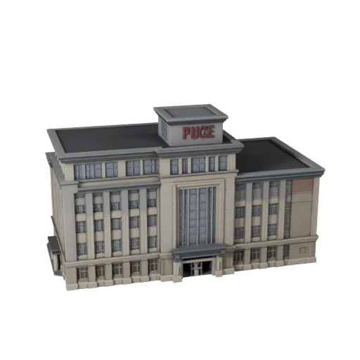 Low Poly Police Station 3D Model for Realtime Game Asset
