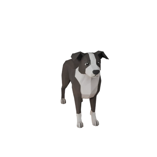 Modelo 3D Cachorro Border Collie Baixo Poli - Asset de Jogo Unity com FBX