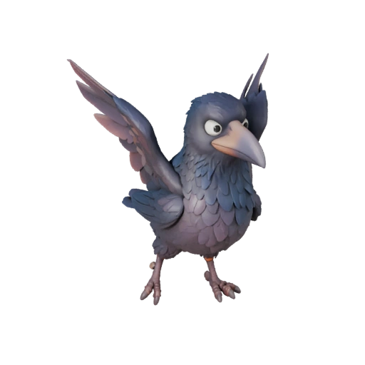 Cartoon Raven 3D Model - Stylized Asset for Animation | Royalty-Free