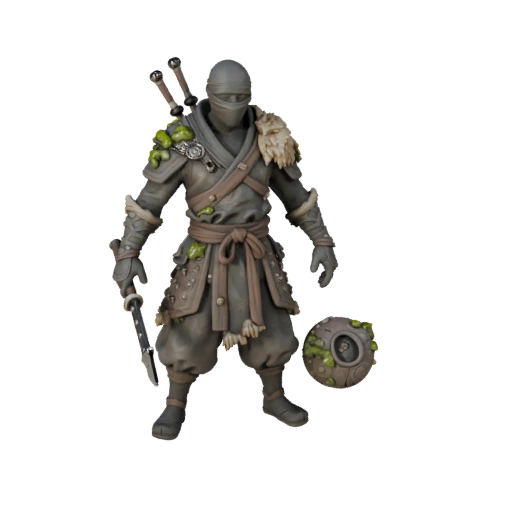 Modelo de Personagem Ninja de Fantasia 3D para Ativo de Jogo