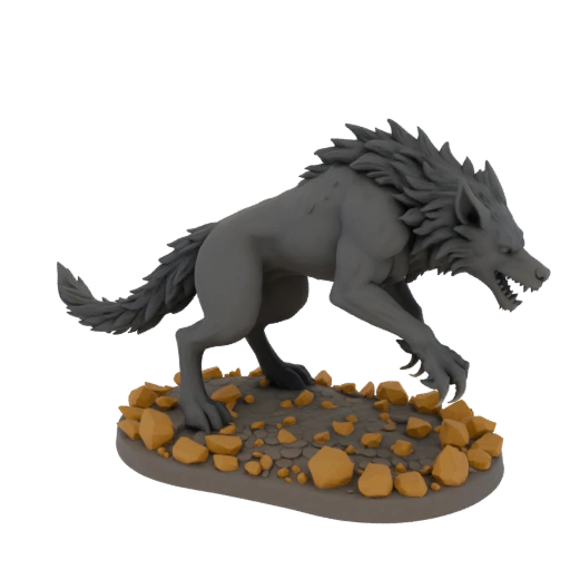 Miniatura STL de Lobisomem Abissal de Fantasia Sombria