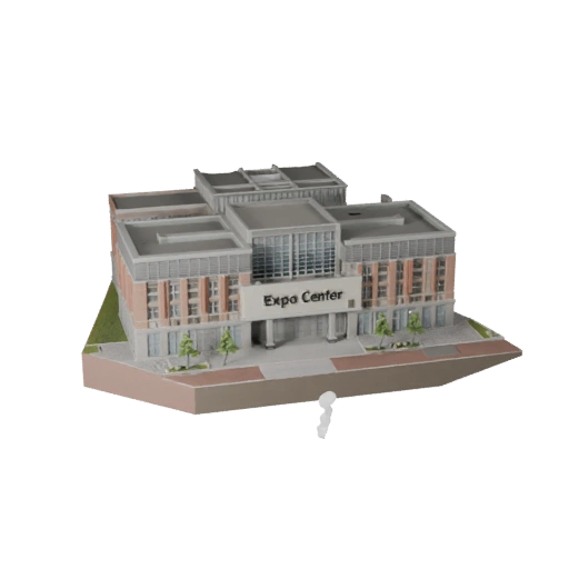 Modelo 3D Estilizado de Centro de Exposições - Asset de Jogo para Arquitetura