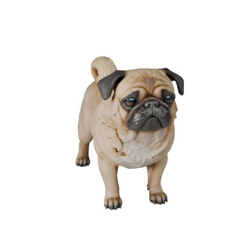 Modelo 3D de Cão Pug de Alto Poligonagem - Ativo STL Detalhado para Impressão