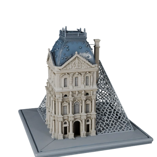 3D модель стеклянной пирамиды Лувра - Реалистичный актив для архитектурной визуализации