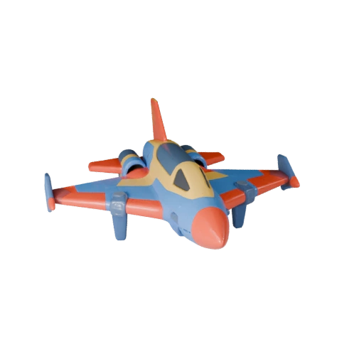 3D модель истребителя - Стилизованный низкополигональный игровой ассет