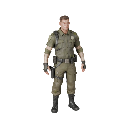 Realistic NPC Officer Character Model - Rigged