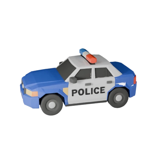 Low Poly Police Car 3D Model for Unity & Unreal PBR Asset (Legacy)