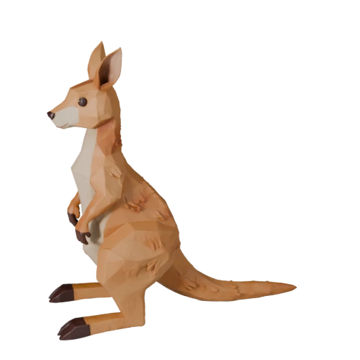 Low Poly Känguru 3D-Modell - Unity Game Asset mit FBX | PBR