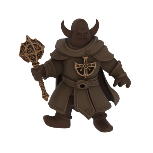 Fantasy Dwarf Cleric Miniature STL - Defensive