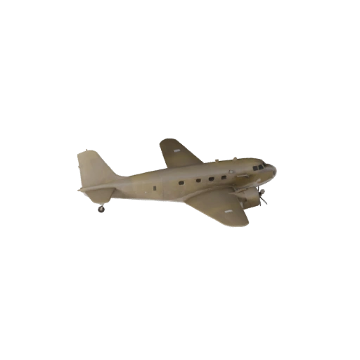 Wwii Cargo Plane 3D Model for Blender & Games - PBR