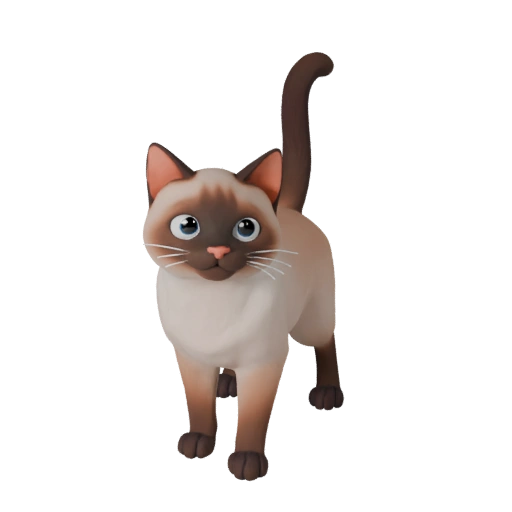 Cartoon Siamese Cat 3D Model - Stylized Asset for Animation