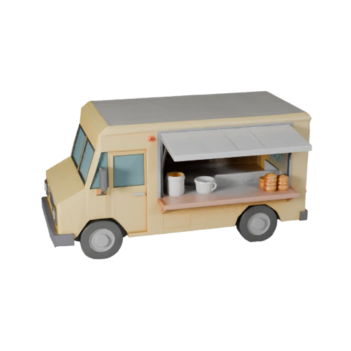 Modèle 3D de camion de restauration low poly pour Unity & Unreal PBR Asset (Legacy)