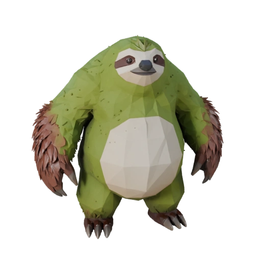 Low Poly Sloth 3D Model - Unity Game Asset with FBX | Royalty-Free