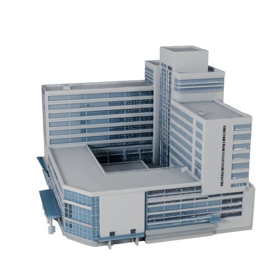 Prédio Hospitalar Imprimível STL Modelo 3D - Asset de Escala