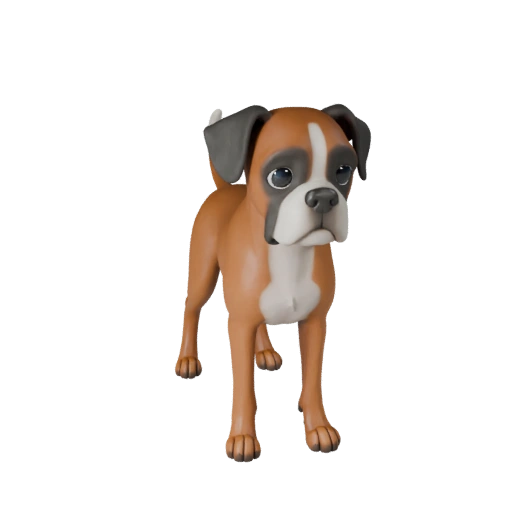 Cartoon Boxer Dog 3D Model - Stylized Asset for Animation | PBR