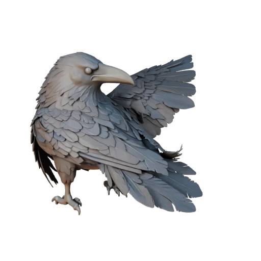 High Poly Crow 3D Model - Detailed STL Asset for Printing | PBR