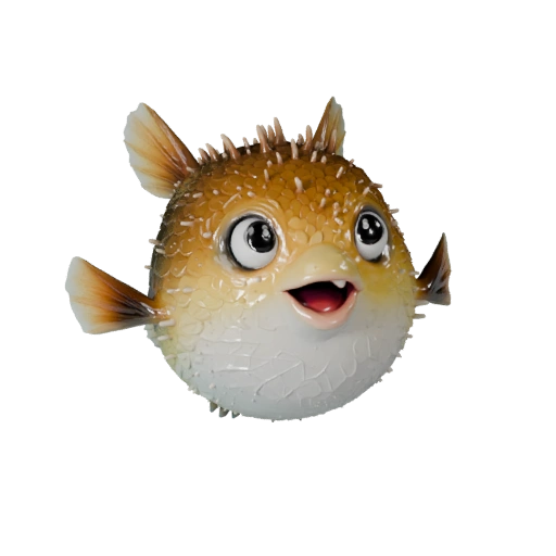 Cartoon Kugelfisch 3D Modell - Stilisierte Ressource für Animation