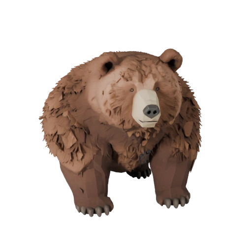 Low Poly Brown Bear 3D Model - Unity Game Asset with FBX | PBR