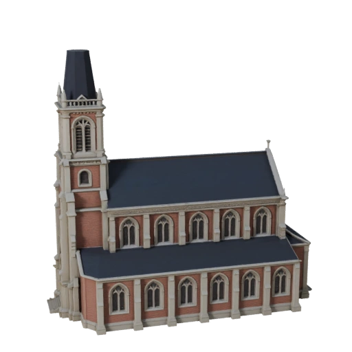 Printable Church STL 3D Model - Printable Scale Asset