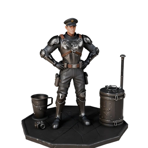 Realistic Armored NPC Officer Character Model - Rigged