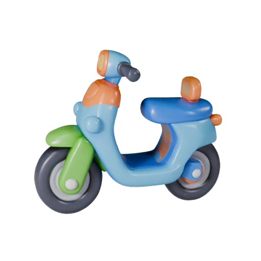 Modelo 3D de Scooter de Desenho Animado para Jogos Estilizados PBR Asset