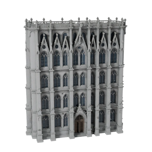 Modelo 3D de Fachada Gótica para Blender - Recurso de Renderização Archviz