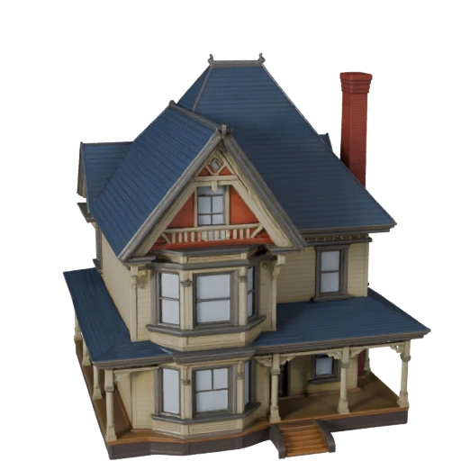 Stylized Victorian House 3D Model - Game Asset for Architecture