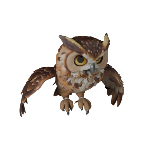 Cartoon Great Horned Owl 3D Model - Stylized Asset for Animation