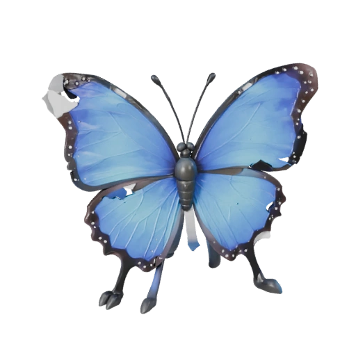 Cartoon Blue Morpho Butterfly 3D Model - Stylized Low Poly