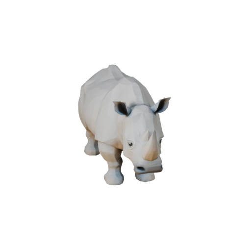 Modelo 3D de Rinoceronte Blanco Poligonal Bajo - Asset de Juego para Unity con FBX | PBR