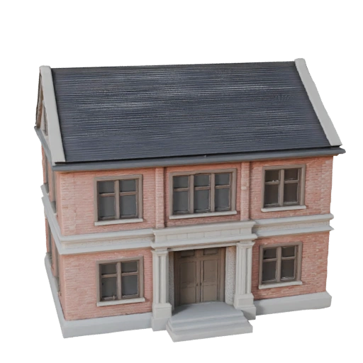 Printable Colonial House STL 3D Model - Scale Asset