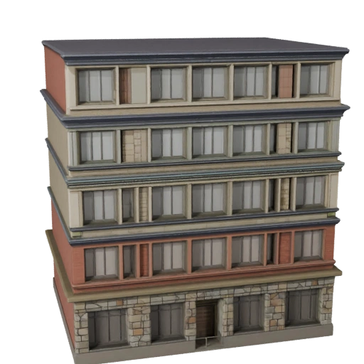 Fachada de Pedra Estilizada Modelo 3D - Asset de Jogo para Arquitetura