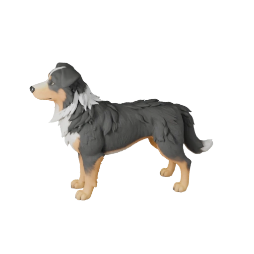 High Poly Australian Shepherd Dog 3D Model - STL Asset for Printing