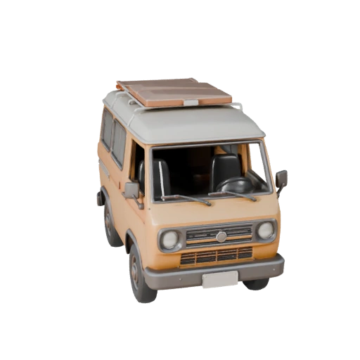 Game Ready Retro Van 3D Model for Realtime Use PBR Asset (Legacy)