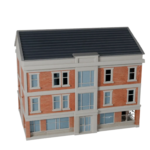 Modelo 3D de Casa Suburbana Low Poly para Ativo de Jogo em Tempo Real