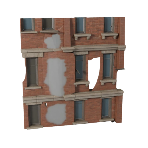 Modelo 3D de Fachada de Tijolo para Unity - Ativo de Jogo para Arquitetura