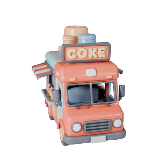 Modèle 3D de camion de restauration dessin animé pour jeux stylisés, actif PBR (Legacy)