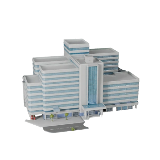 Prédio Hospitalar 3D Model para Blender - Asset de Renderização