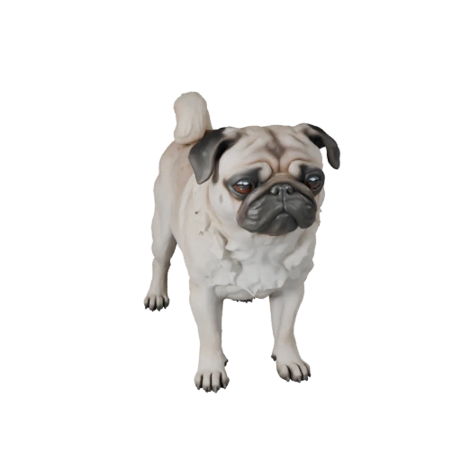 Modelo 3D Realista de Cão Pug - Asset PBR Rigged para Jogos | PBR