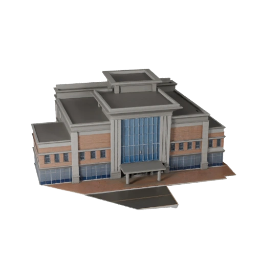 Низкополигональная 3D модель торгового центра для игровых ассетов в реальном времени