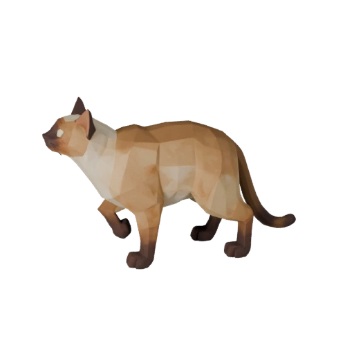 Low Poly Siamese Cat 3D Model - Unity Game Asset with FBX | PBR
