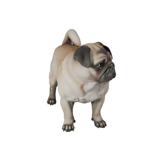 Modelo 3D de Cão Pug para Blender - Asset PBR com Texturas | PBR