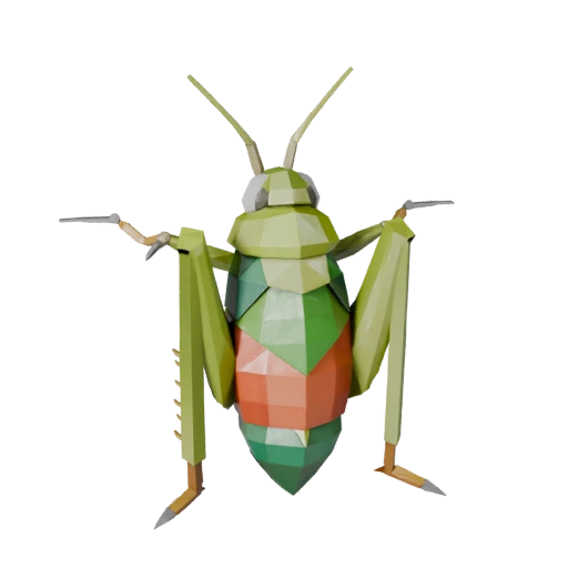 Modelo 3D de Gafanhoto Baixo Poli - Asset de Jogo Unity com FBX | PBR