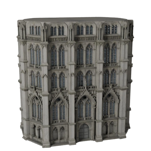 Fachada Gótica de Alto Poligonagem 3D para Visualização Arquitetônica